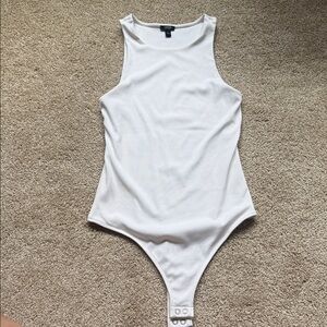 Express Body Contour White Ribbed Bodysuit Size Small